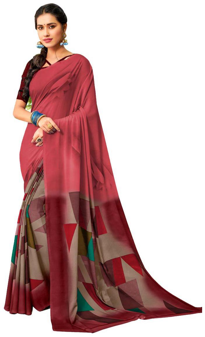 

Silkvilla Georgette Multi Geometric Regular Saree For Women