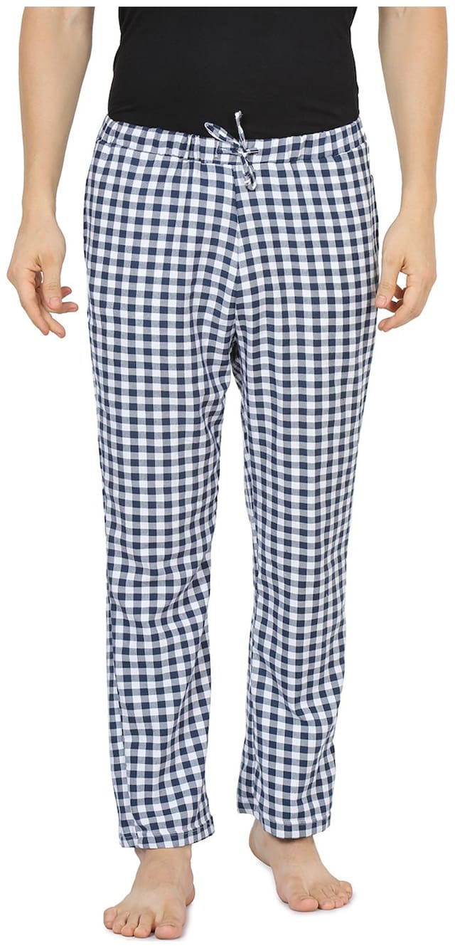 Semantic Men Cotton Checked Pyjama - Blue