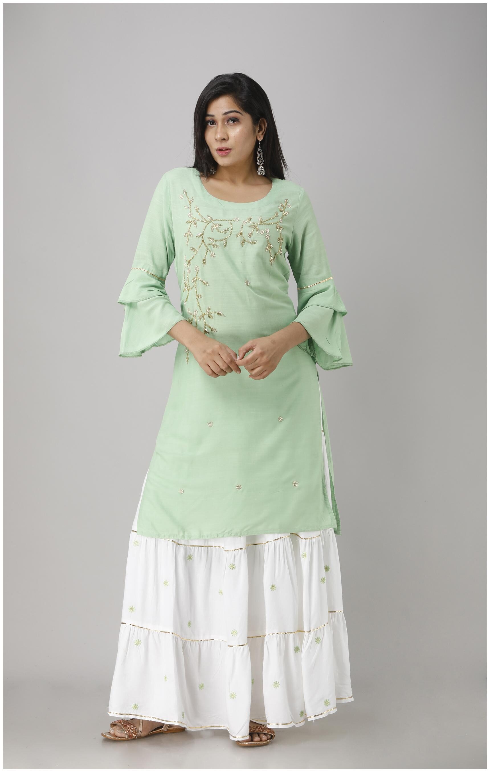 

Singni Party Wear Kurta With Skirt For Women And Girls