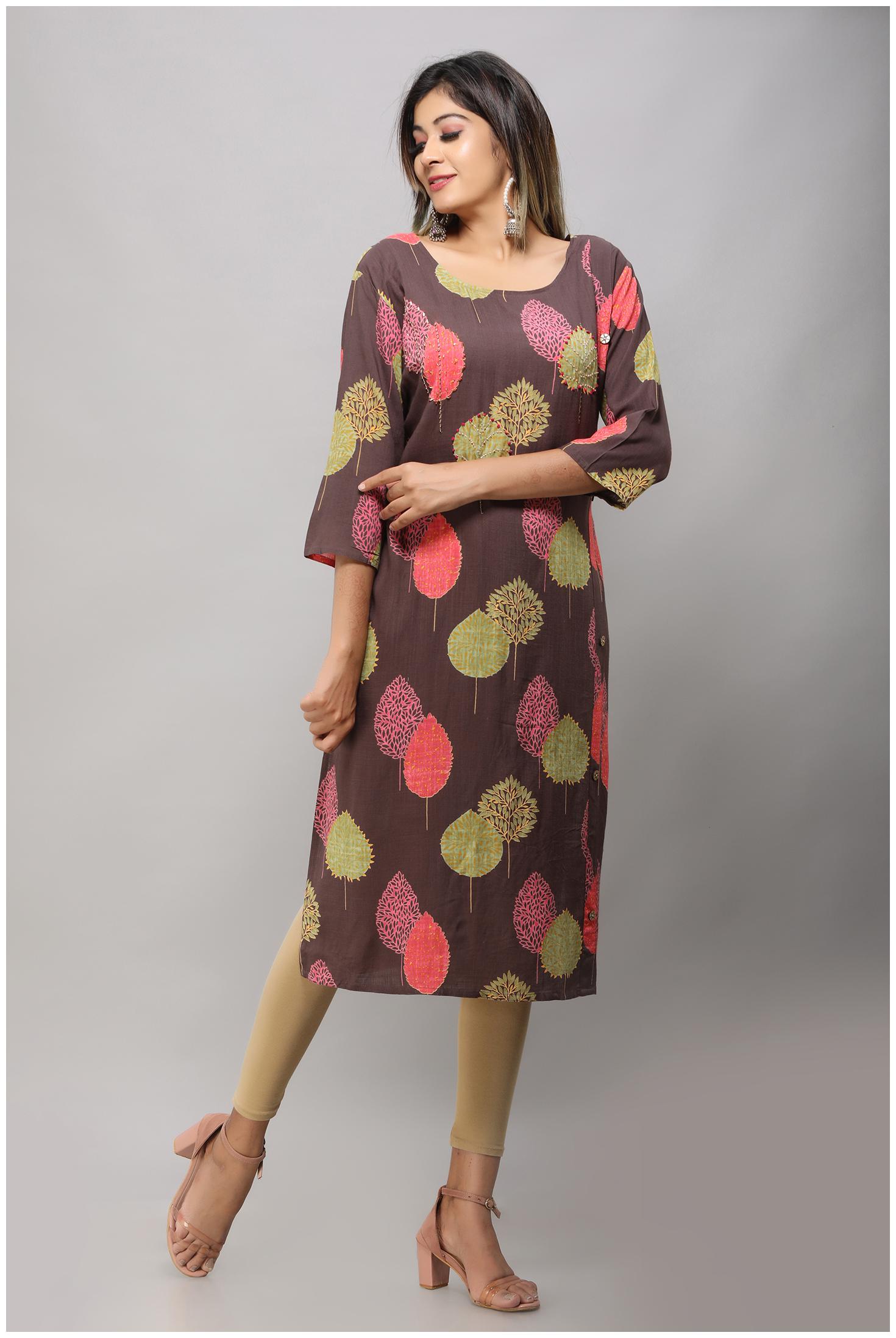 

SINGNI Women Purple Printed Straight Kurta