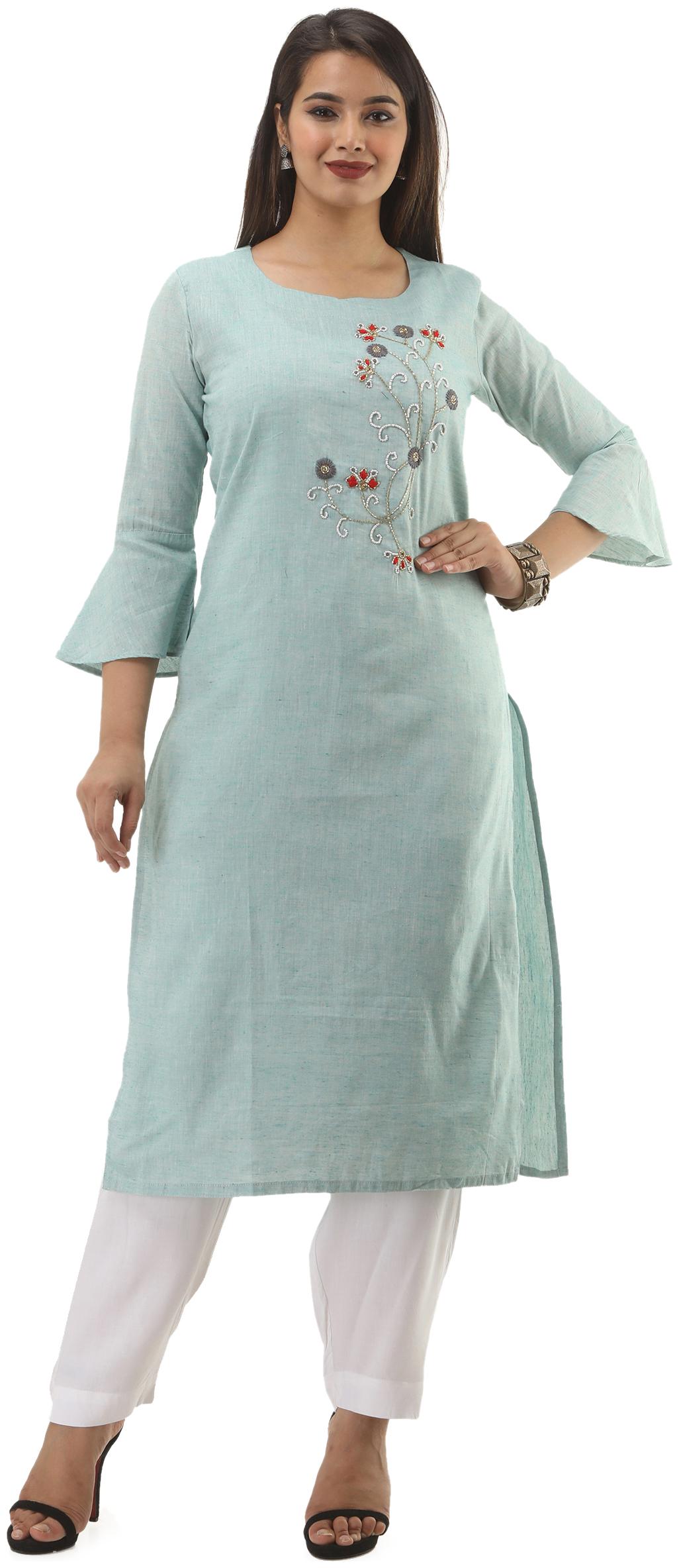 

SINGNI Women Blue Embroidered Straight Kurta