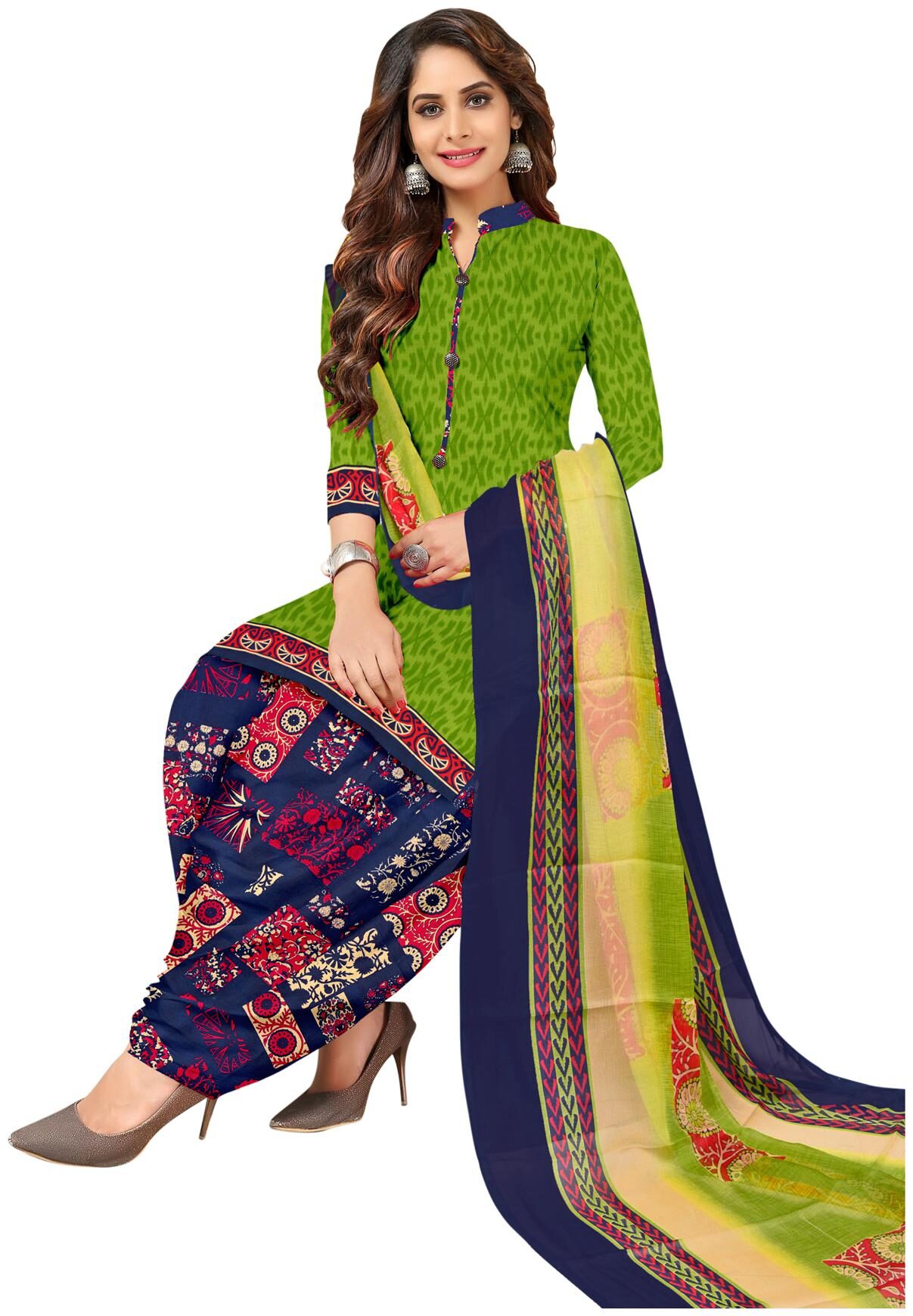 

SIRIL Green Unstitched Kurta with bottom dupatta With dupatta Dress Material