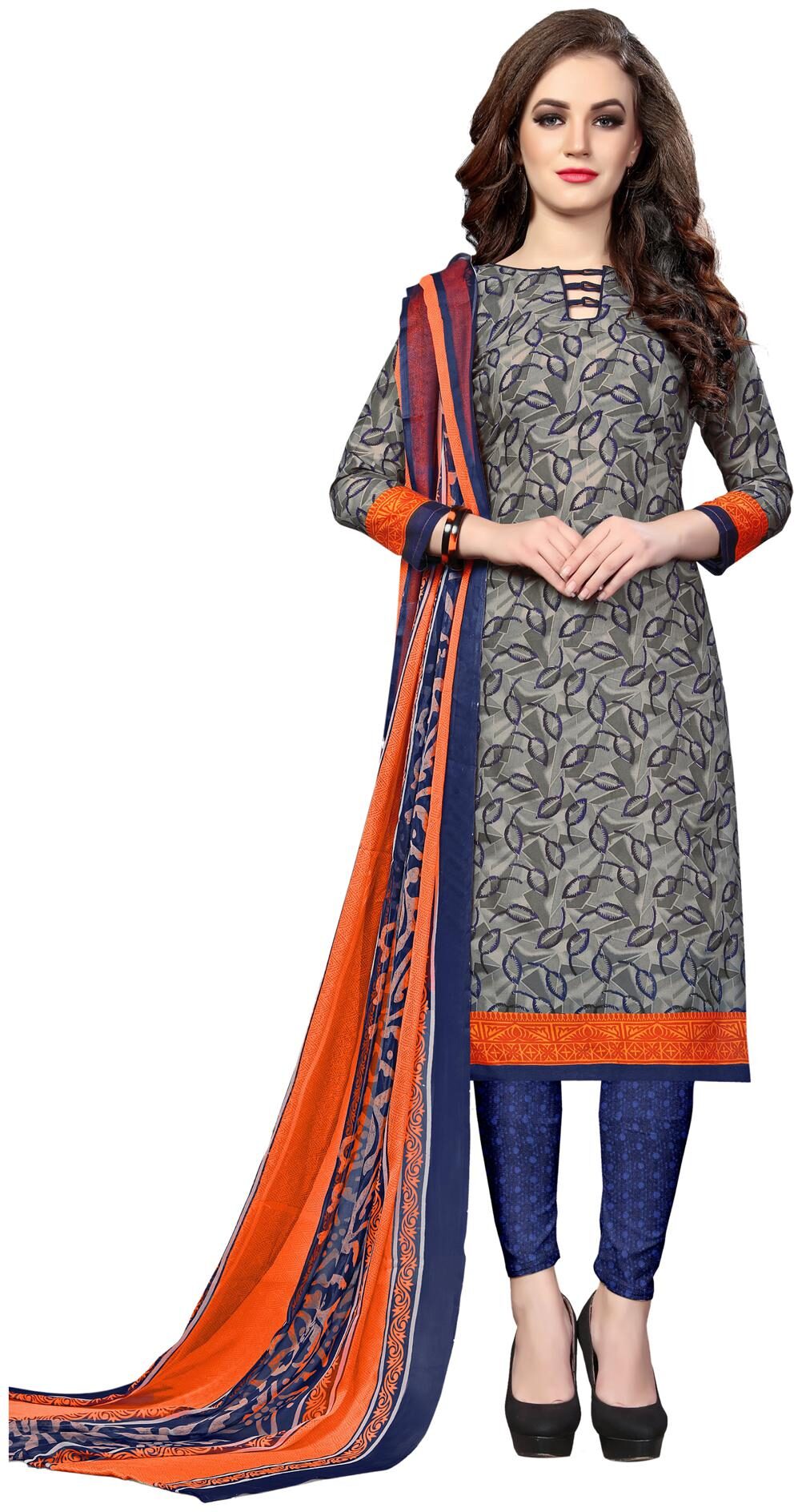 

SIRIL Grey Unstitched Kurta with bottom dupatta With dupatta Dress Material