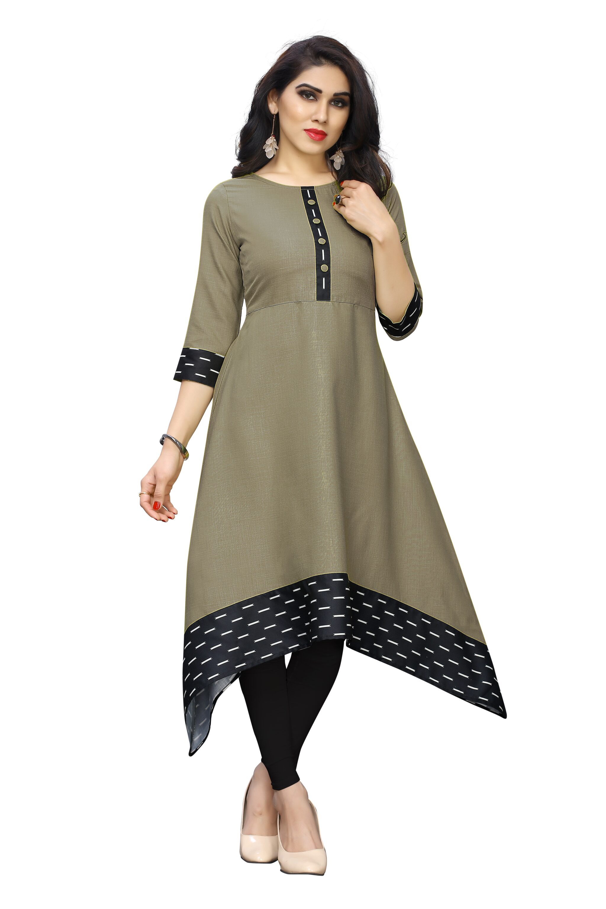 

Sitaram Designer Women Grey Printed High Slit Kurti