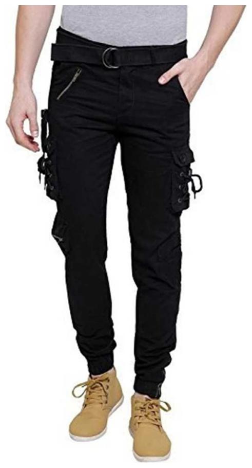 

Shiv Itra Store Men Black Solid Regular fit Cargos