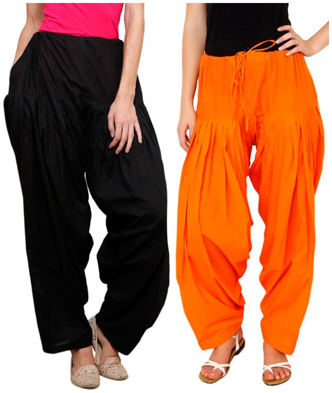 

Sizzlacious Cotton Patiala - Black Orange