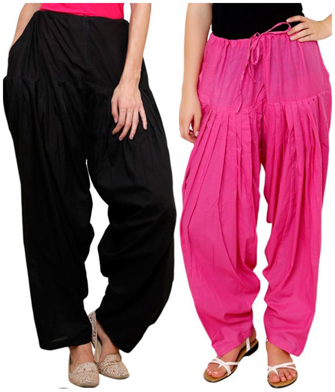 

Sizzlacious Cotton Patiala - Black Pink