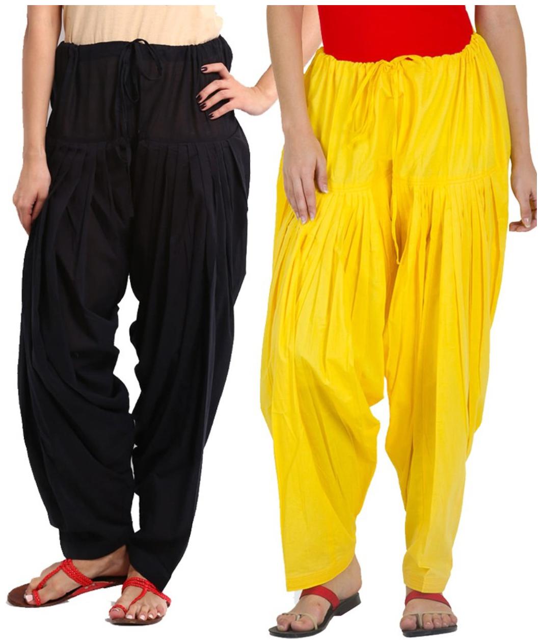 

Sizzlacious Cotton Patiala - Black Yellow