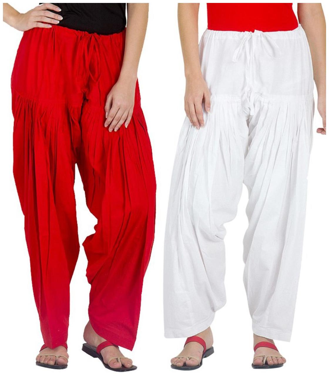 

Sizzlacious Cotton Patiala - Red White