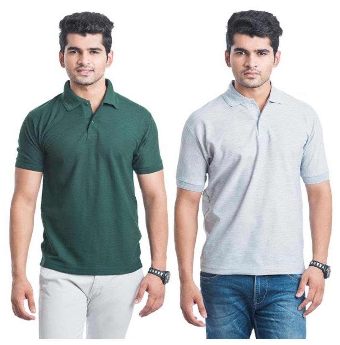 

Sizzlacious Men Green Slim fit Cotton Polo collar T-Shirt - Pack Of 2