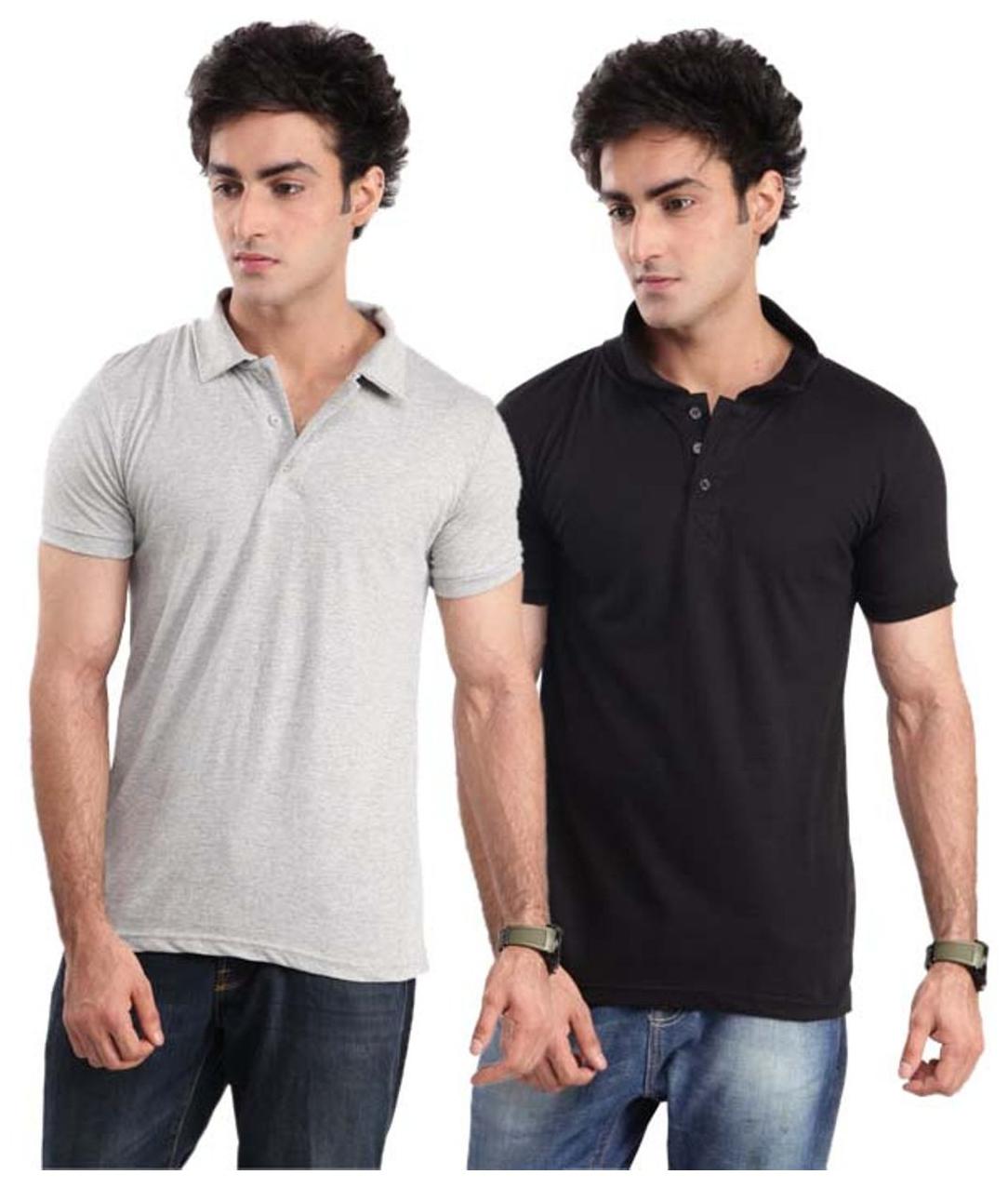 

Sizzlacious Men Black Slim fit Cotton Polo collar T-Shirt - Pack Of 2