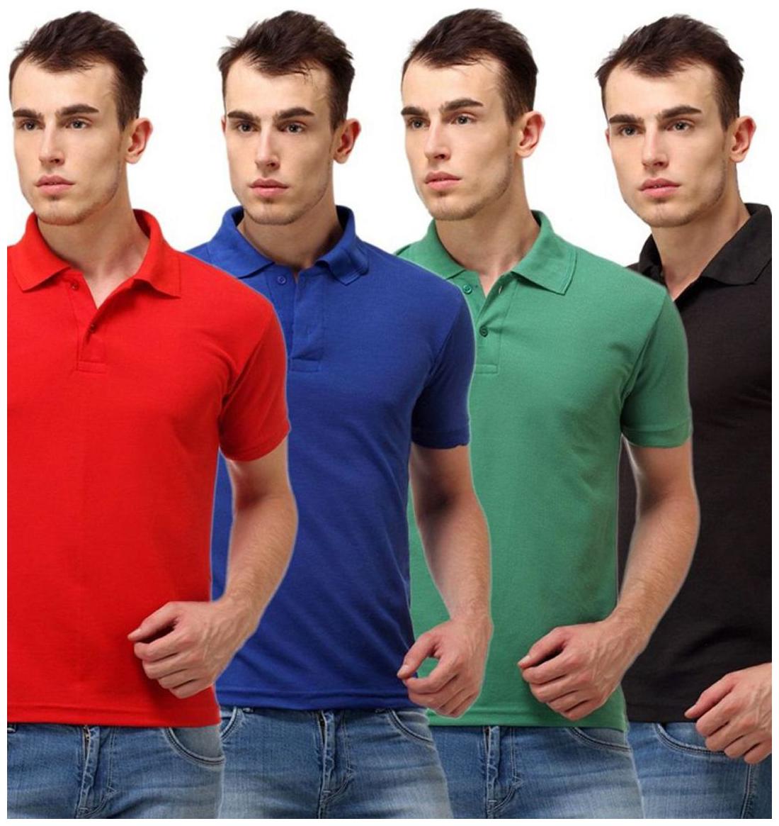 

Sizzlacious Men Blue Slim fit Cotton Polo collar T-Shirt - Pack Of 4