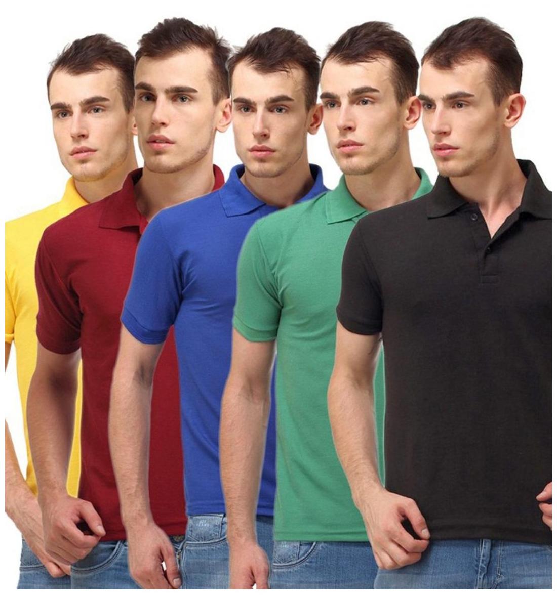 

Sizzlacious Men Black Slim fit Cotton Polo collar T-Shirt - Pack Of 5