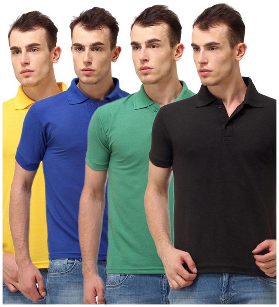 

Sizzlacious Men Black Slim fit Cotton Polo collar T-Shirt - Pack Of 4