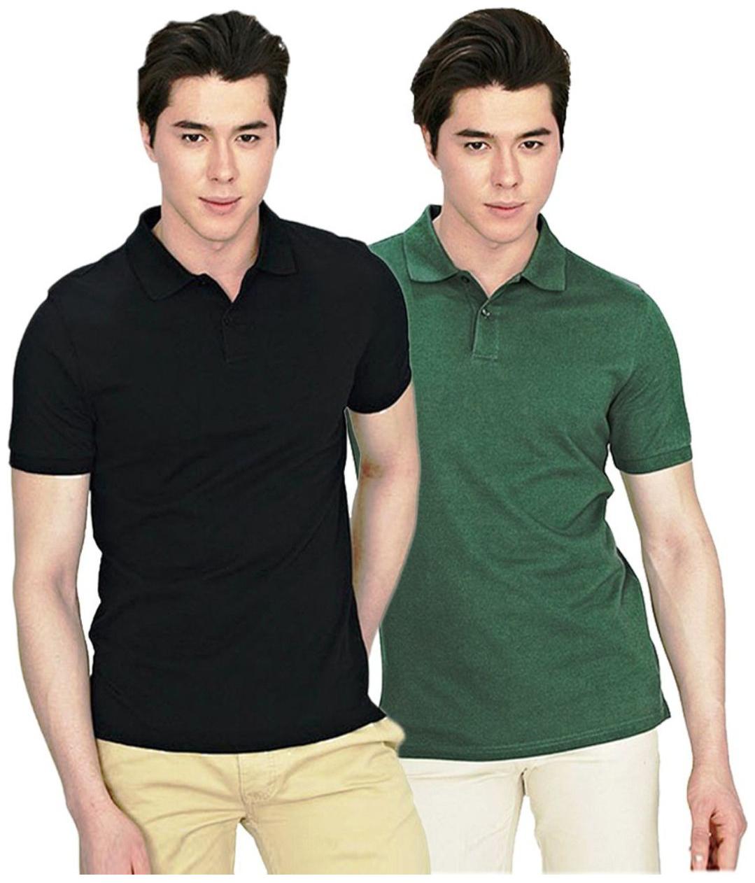 

Sizzlacious Men Black Slim fit Cotton Polo collar T-Shirt - Pack Of 2