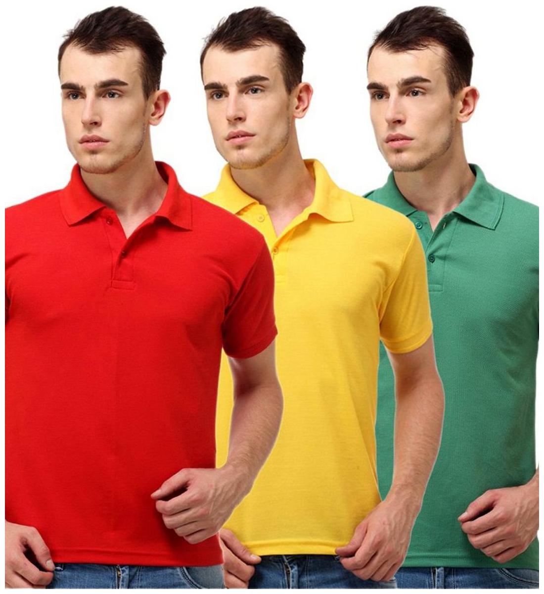 

Sizzlacious Men Red Slim fit Cotton Polo collar T-Shirt - Pack Of 3