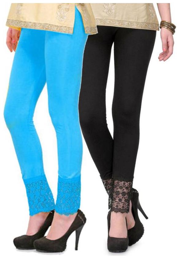 

Sizzlacious Women Cotton Solid Leggings Blue Black