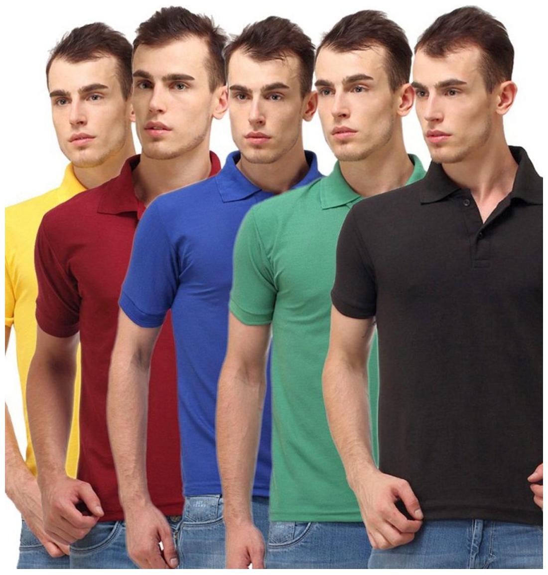 

Sizzlacious Men Black Slim fit Cotton Polo collar T-Shirt - Pack Of 5