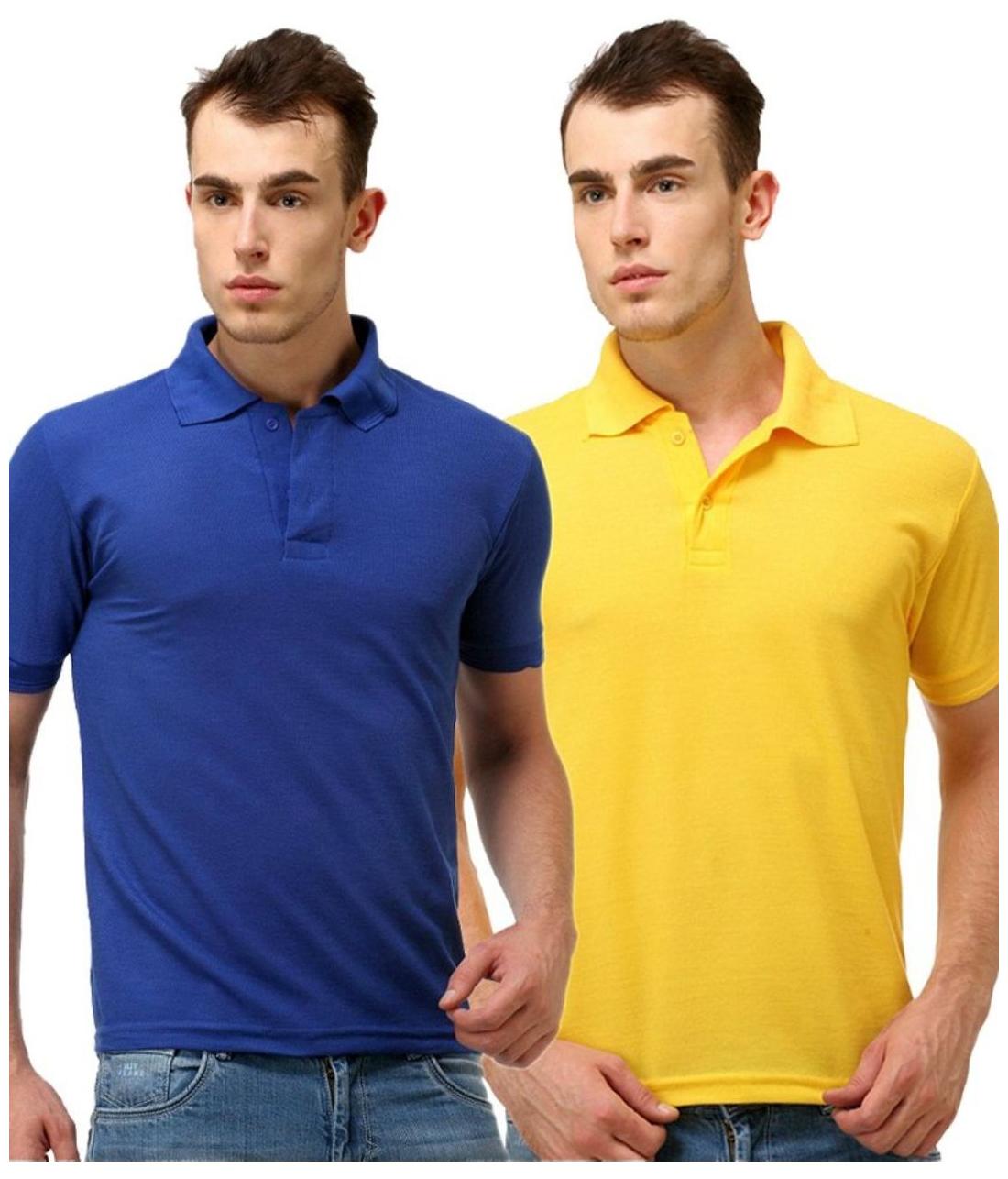 

Sizzlacious Men Blue Slim fit Cotton Polo collar T-Shirt - Pack Of 2