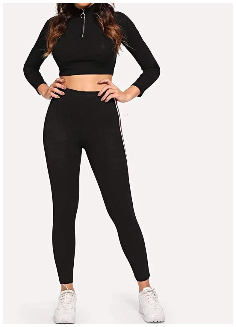 

Sizzlacious Cotton Side Striped Black Color Jegging