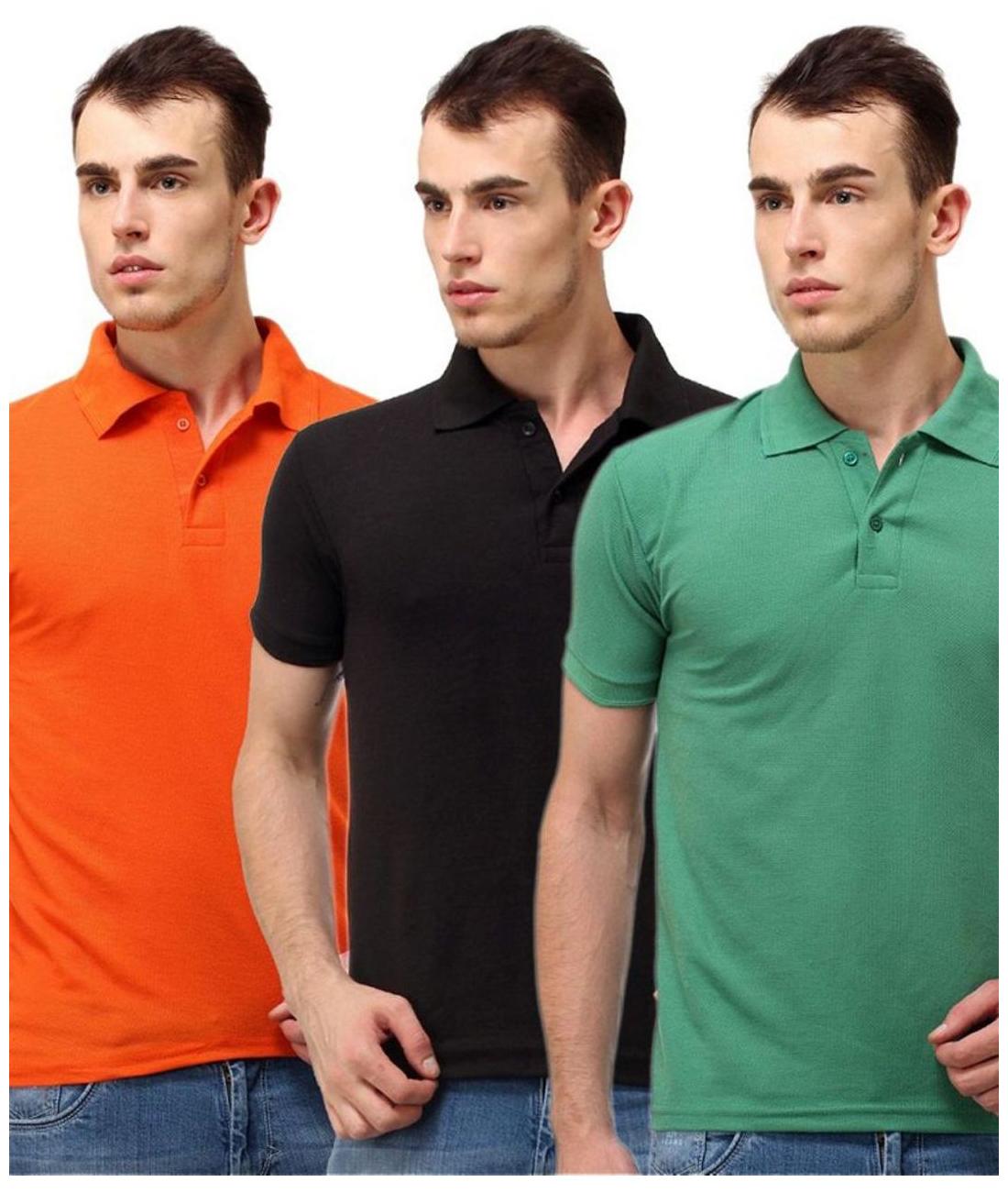 

Sizzlacious Men Multi Slim fit Cotton Polo collar T-Shirt - Pack Of 3