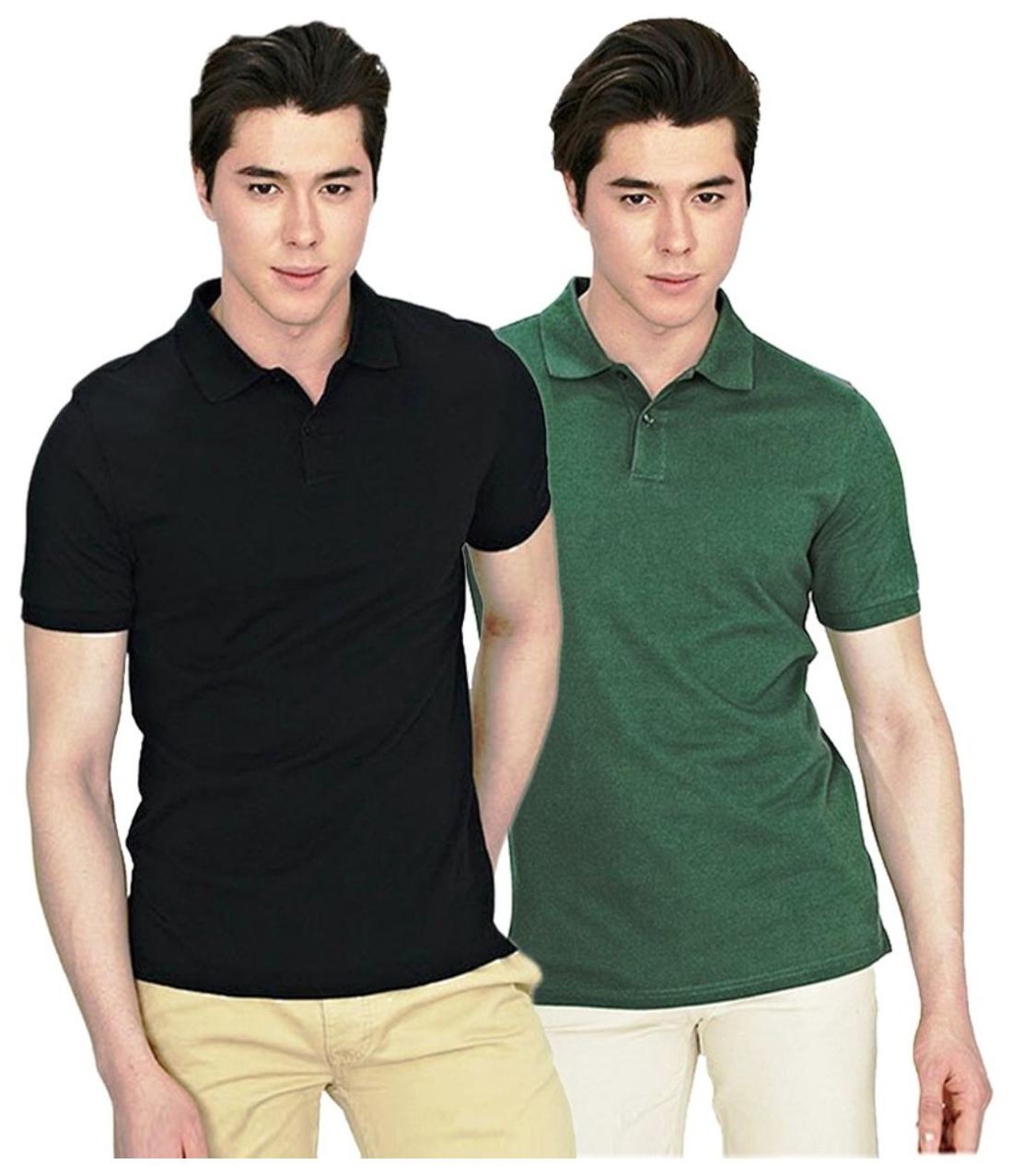 

Sizzlacious Men Black Slim fit Cotton Polo collar T-Shirt - Pack Of 2