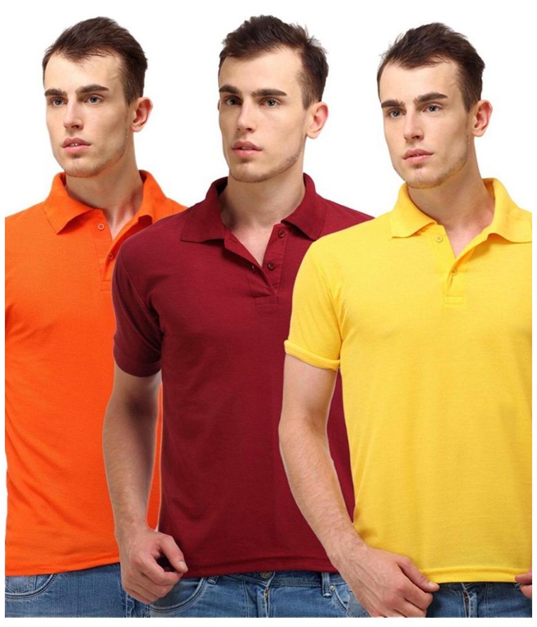 

Sizzlacious Men Yellow Slim fit Cotton Polo collar T-Shirt - Pack Of 3