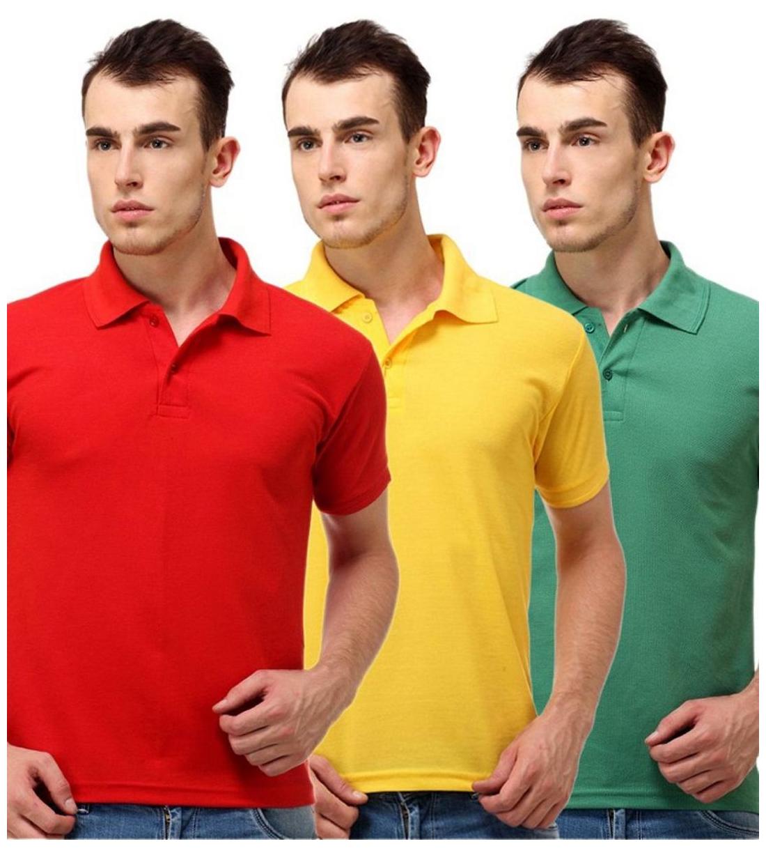 

Sizzlacious Men Multi Slim fit Cotton Polo collar T-Shirt - Pack Of 3