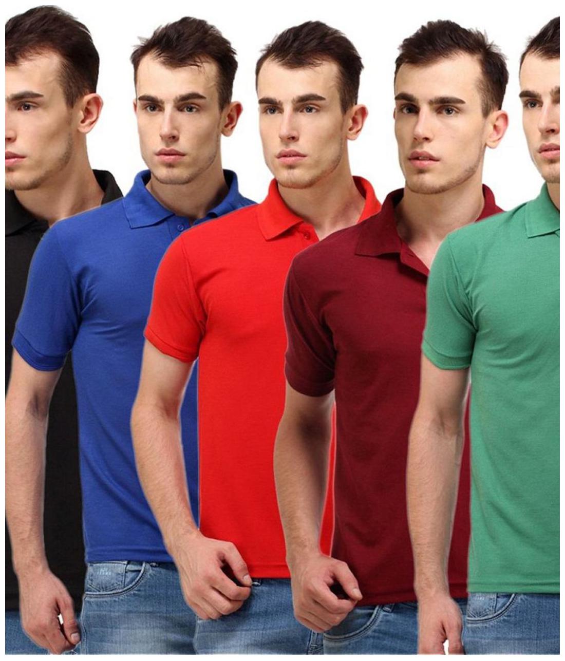 

Sizzlacious Men Red Slim fit Cotton Polo collar T-Shirt - Pack Of 5