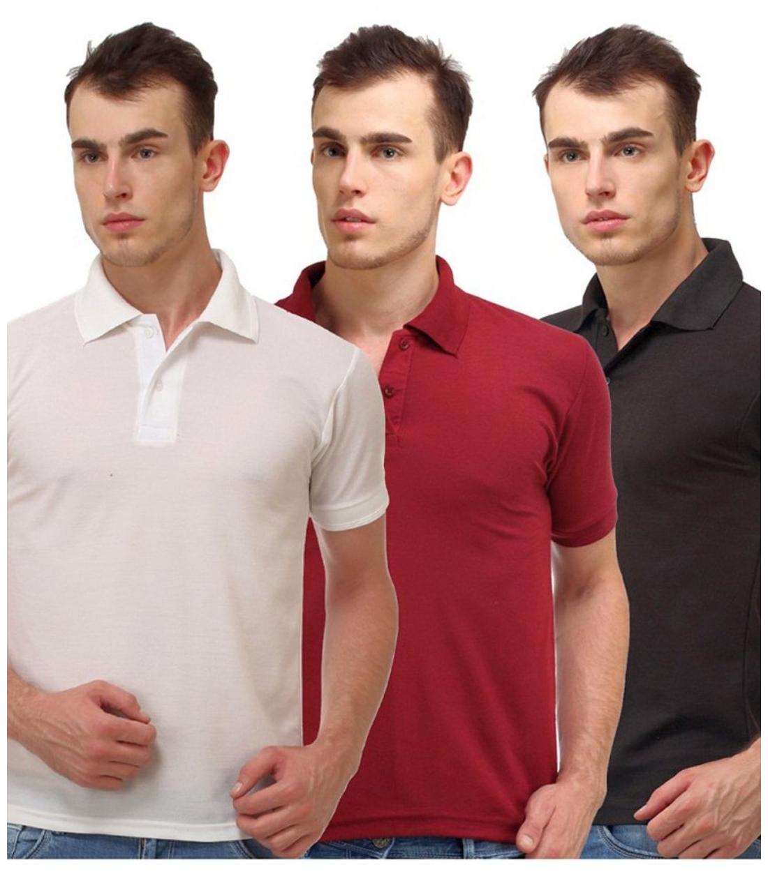 

Sizzlacious Men Multi Slim fit Cotton Polo collar T-Shirt - Pack Of 3