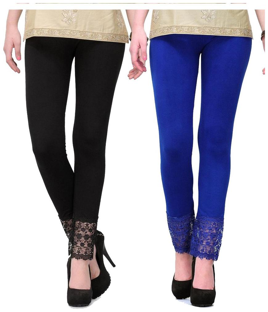 

Sizzlacious Women Cotton Solid Leggings Blue Black
