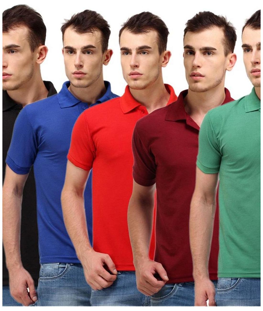 

Sizzlacious Men Red Slim fit Cotton Polo collar T-Shirt - Pack Of 5