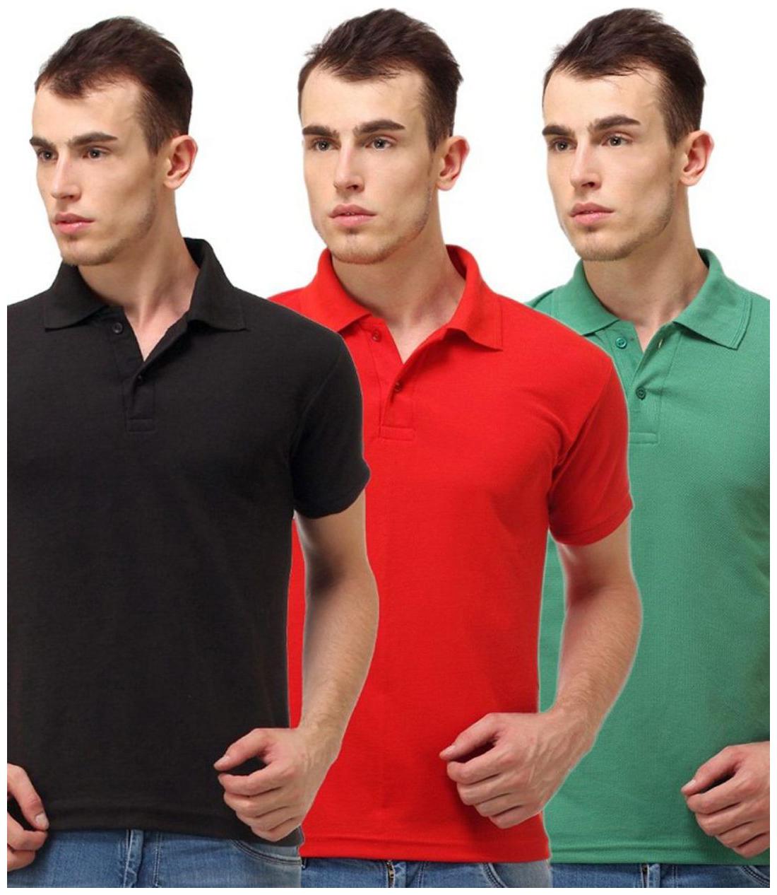 

Sizzlacious Men Black Slim fit Cotton Polo collar T-Shirt - Pack Of 3