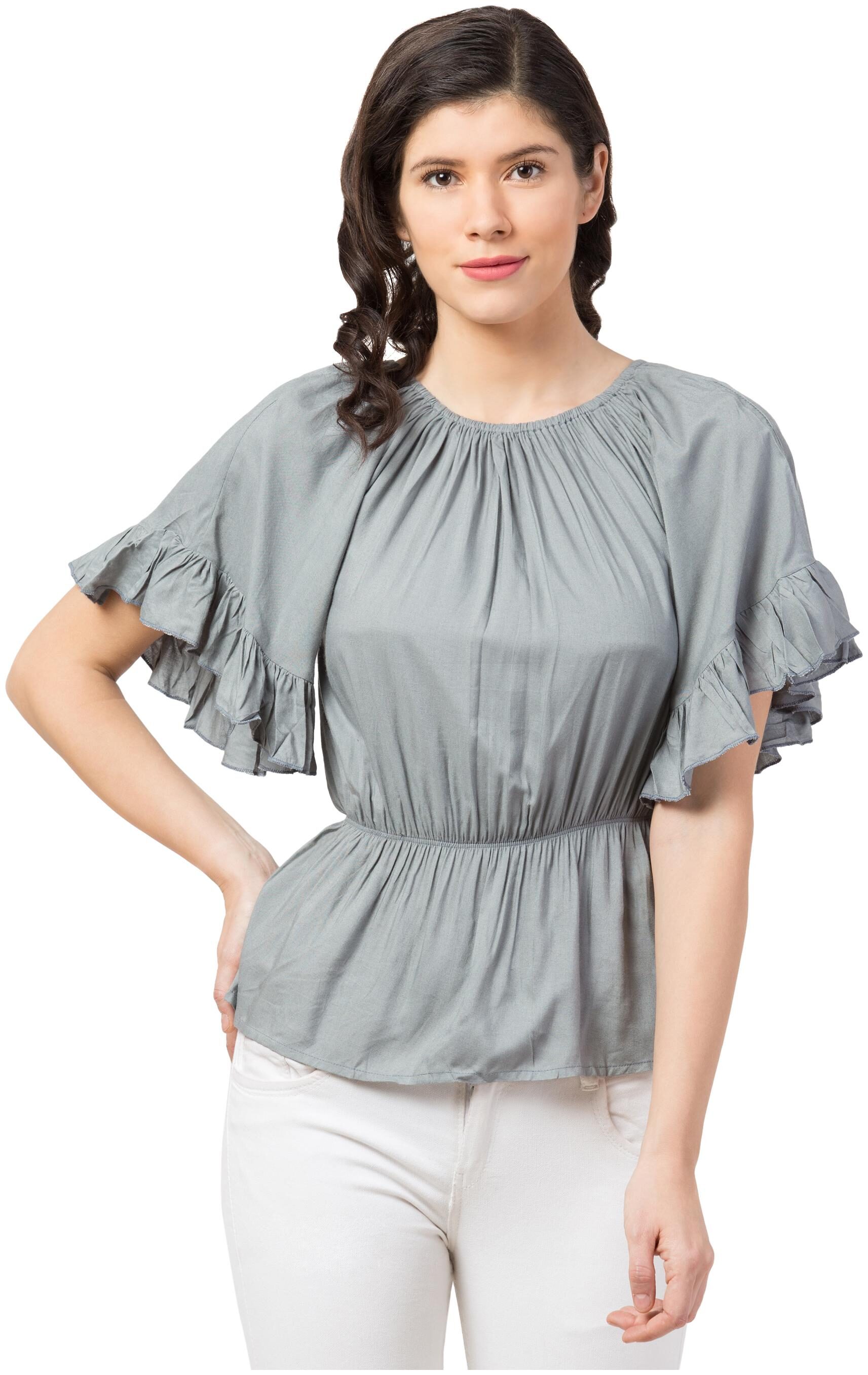 

SJL Women Solid Regular top - Grey