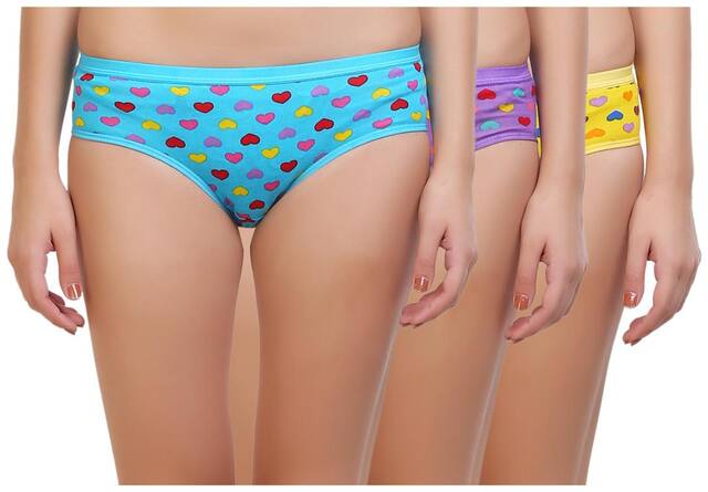 Sk Dreams Pack Of 3 Printed Mid Waist Hipster Panty - Multi
