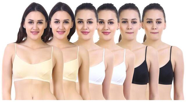 Sk Dreams Pack of 5 Non Padded Cotton Racerback Bra - Multi