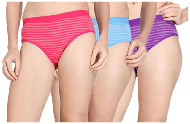 Sk Dreams Pack Of 3 Striped Low waist Hipster Panty - Multi