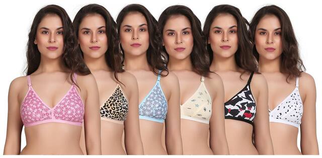 Sk Dreams Pack of 3 Non Padded Cotton T Shirt Bra - Multi