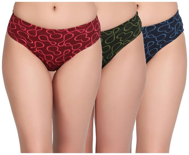 Sk Dreams Pack Of 3 Printed Mid Waist Hipster Panty - Multi