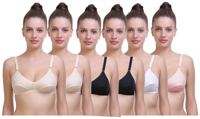 SK Dreams Multi Color Cotton Sinker Set of 6 Women's Sports Bra Combo