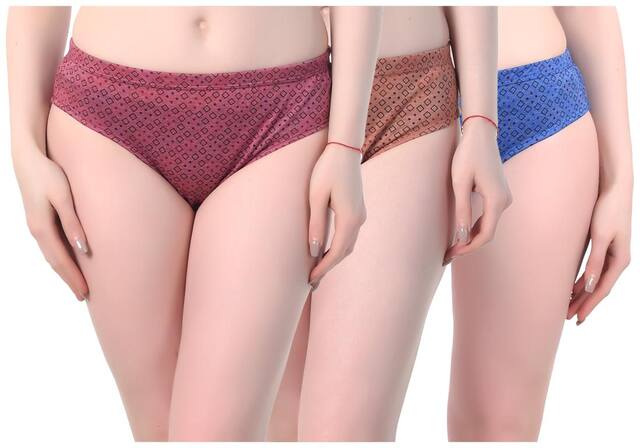 Sk Dreams Pack Of 3 Printed Low waist Hipster Panty - Multi