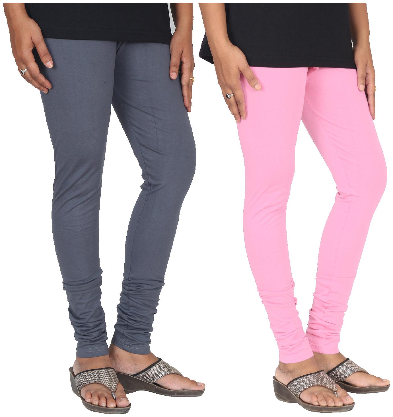 

Skandas Trendz Cotton Lycra Leggings - Pack of 2 - Grey and Baby Pink