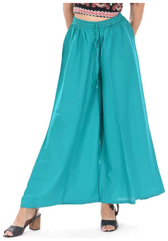 

Skandas Trendz Turquoise Solid Flared Palazzo