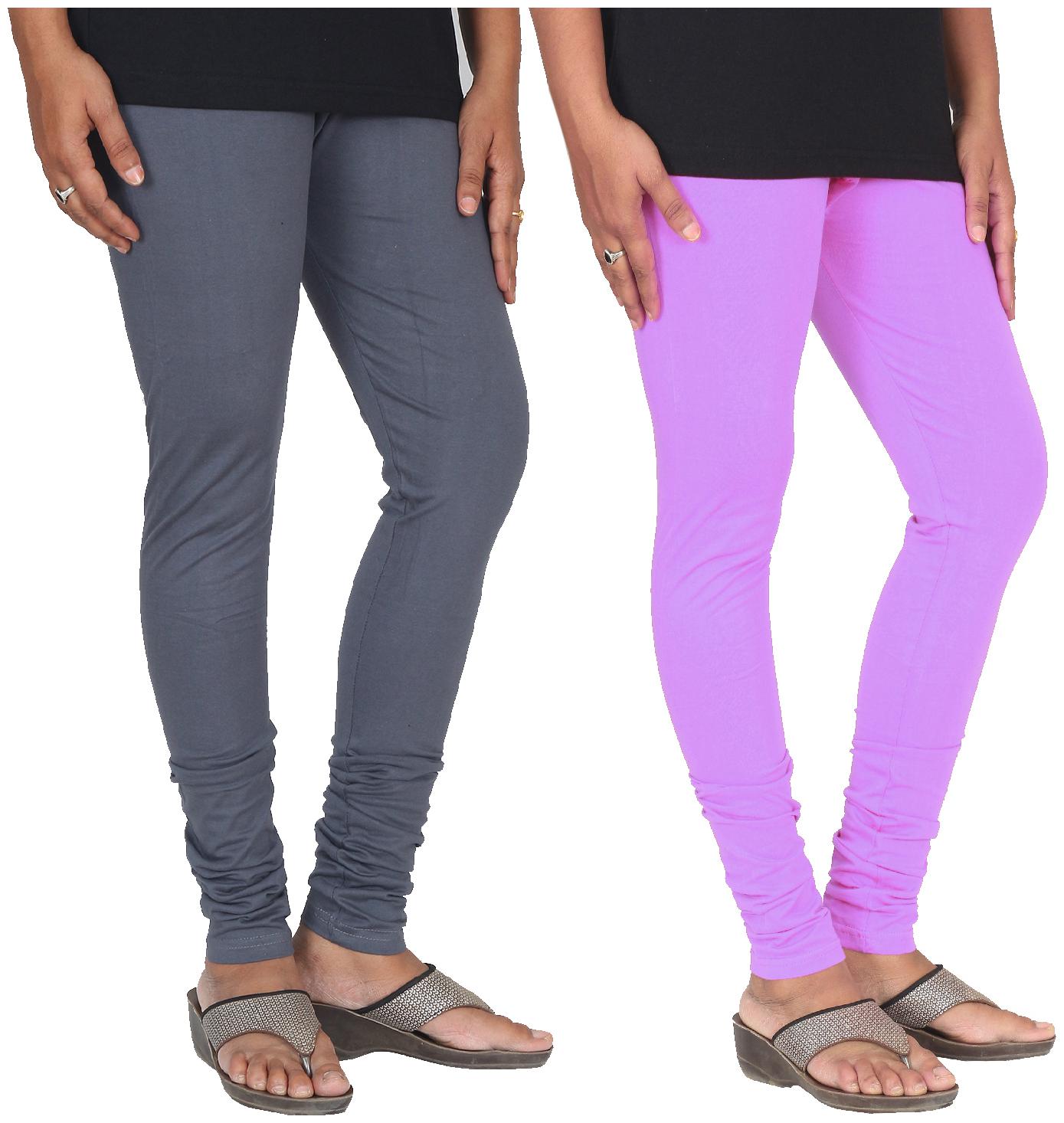 

Skandas Trendz Cotton Lycra Leggings - Pack of 2 - Grey and Lilac