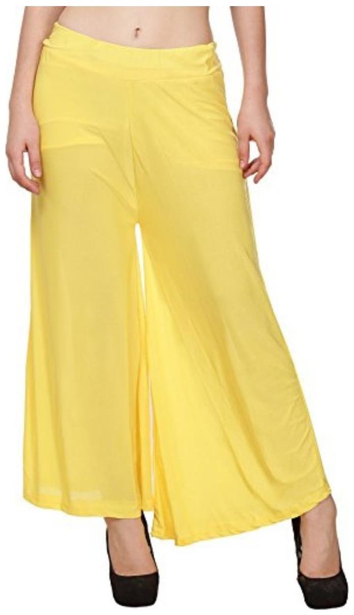 

Skandas Trendz Yellow Solid Flared Palazzo