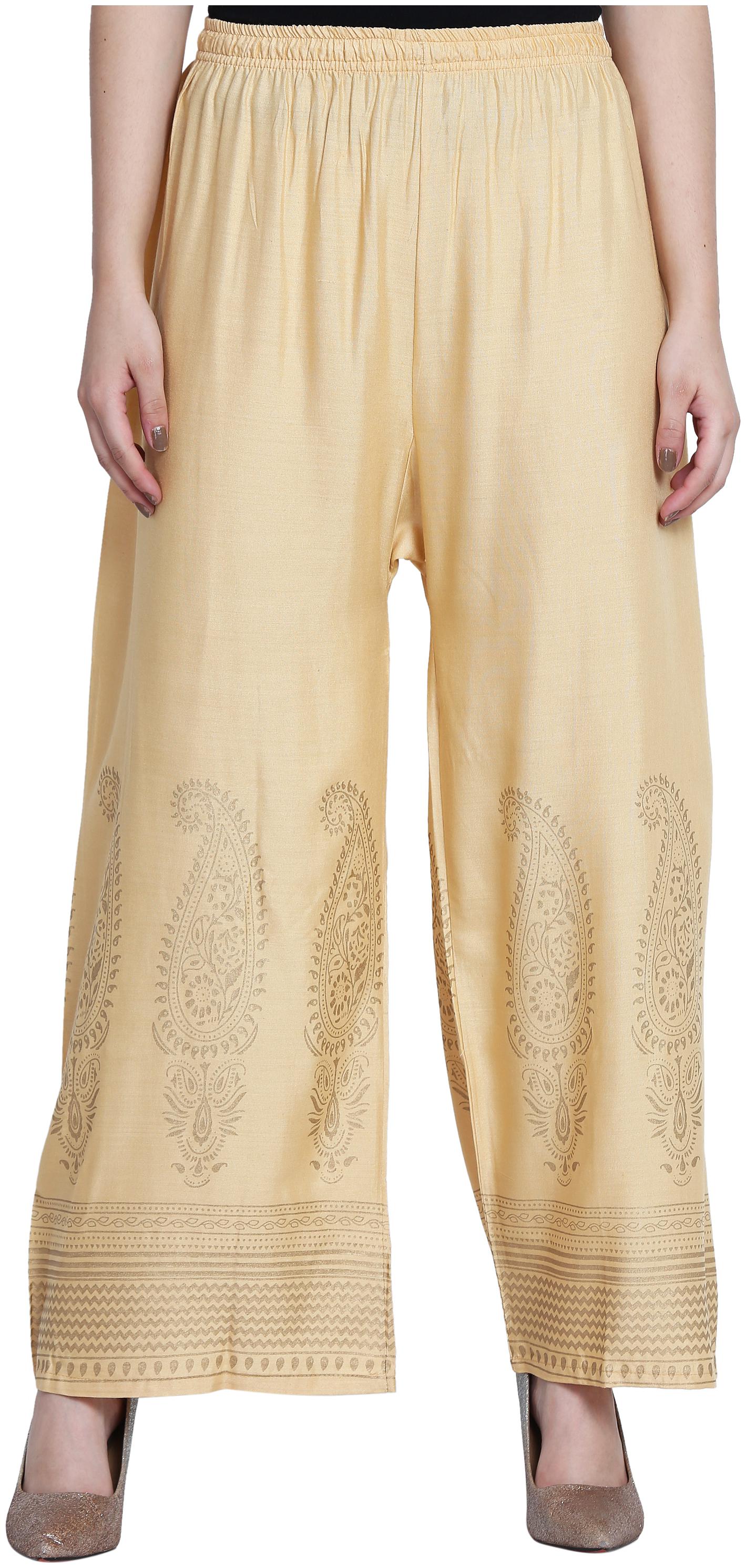 

ASMAANI Cream Printed Flared Palazzo