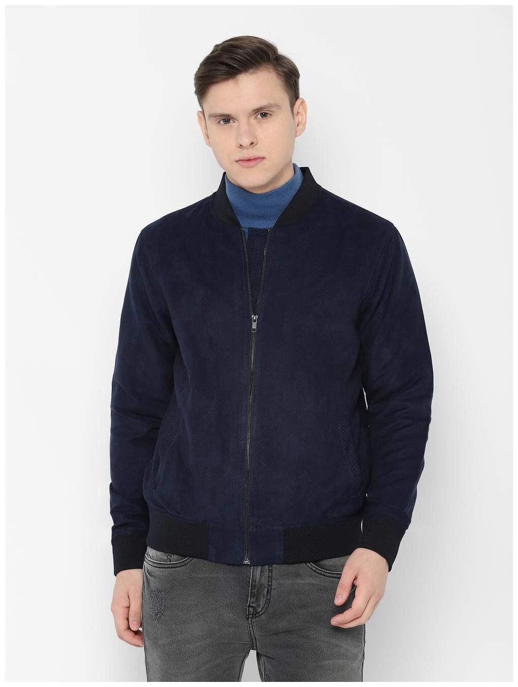

SKULT by Shahid Kapoor Men Navy Textured Slim Fit Casual Jacket