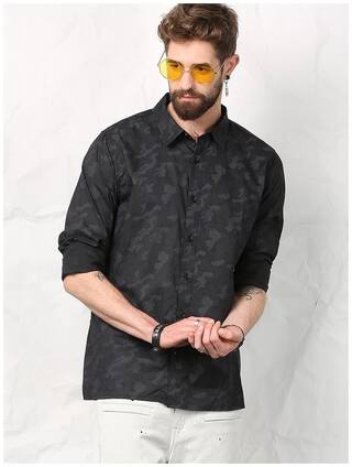 SKULT by Shahid Kapoor Men Black Camouflage Regular Fit Casual Shirt