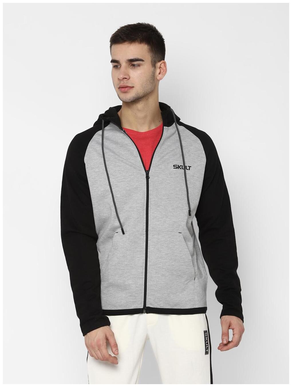 

SKULT by Shahid Kapoor Men Grey Hooded Hoodie