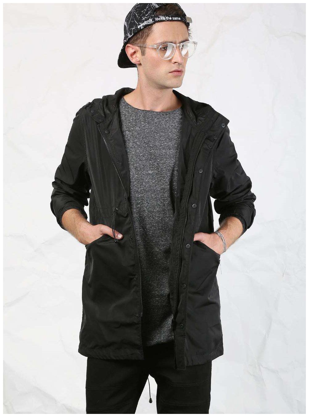 

SKULT by Shahid Kapoor Men Black Midline Hooded Casual Jacket